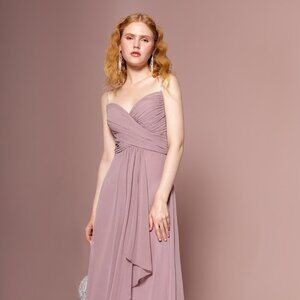 NEW LONG OFF SHOULDER SLEEVELESS A-LINE CHIFFON DRESS WITH ZIPPER BACK GL2666